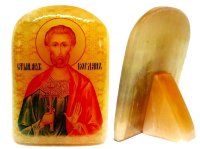 Именная икона из селенита "Святой Богдан"