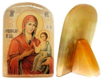 Икона из селенита с подставкой "Божией Матери Оршанская"