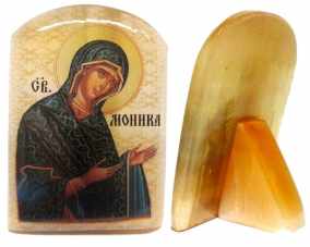 Именная икона из селенита "Святая Моника" 