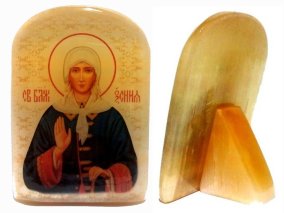 Икона из селенита с подставкой "Ксения Петербургская" 
