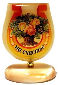 Изделие из селенита - подкова пожелания "На счастье" 