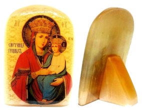 Икона из селенита "Икона Богородицы Споручница грешных" 