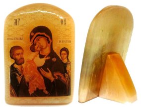 Икона из селенита "Икона Богородицы трёх радостей" 
