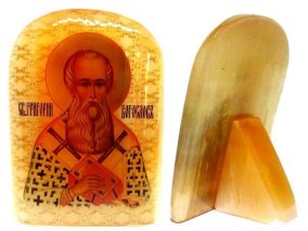 Именная икона из селенита "Святой Григорий" 