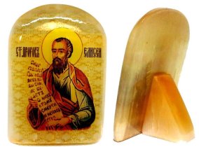 Именная икона из селенита "Святой Елисей" 