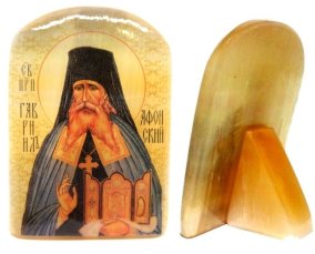 Икона из селенита с подставкой "Гавриил Афонский" 