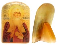 Икона из селенита с подставкой "Ермоген патриарх Московский"