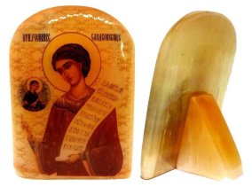Именная икона из селенита "Святой Роман" 