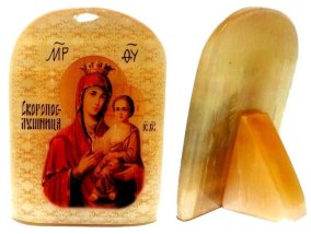 Икона из селенита "Божией Матери Скоропослушница" 