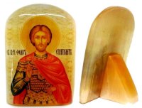 Именная икона из селенита"Великомученик Феодор Стратилат"