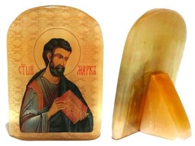 Именная икона из селенита "Апостол Марк" 