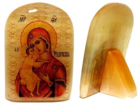 Икона из селенита "Божией Матери Феодоровская" 
