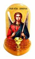 Икона с подсвечником из селенита "Ангел Хранитель"