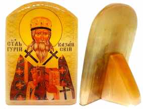 Икона из селенита с подставкой "Гурий Казанский" 