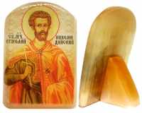 Именная икона из селенита "Священномученик Ермолай Никомидийский"