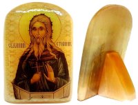 Именная икона из селенита "Преподобный Алипий Столпник"
