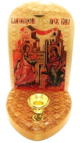 Икона с подсвечником из селенита "Божией Матери Благовещение" 