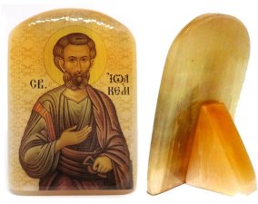 Икона из селенита с подставкой "Святой Иоаким" 