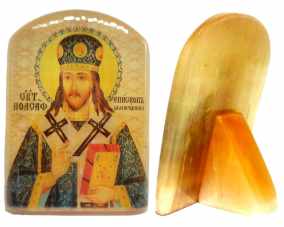 Именная икона из селенита "Святитель Иоасаф Белгородский" 