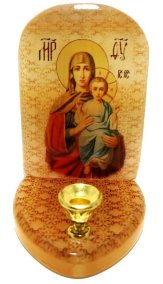 Икона с подсвечником из селенита "Божией Матери Благодатное Небо" 
