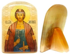 Икона из селенита с подставкой "Святой Михаил" 