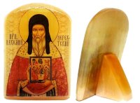 Именная икона из селенита "Прп. Пахомий Нерехтский"