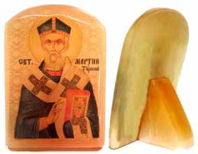 Именная икона из селенита "Святитель Мартин Милостивый, епископ Турский" 