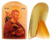 Именная икона из селенита "Святой апостол и евангелист Лука"