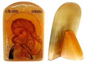 Именная икона из селенита "Св. Симеон Богоприимец" 